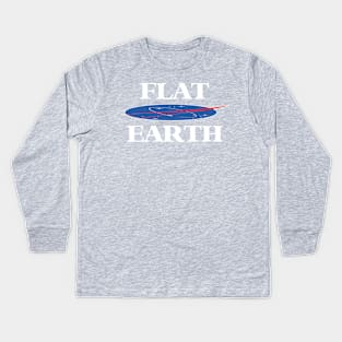 FLAT EARTH Logo Tribute NASA Parody Kids Long Sleeve T-Shirt